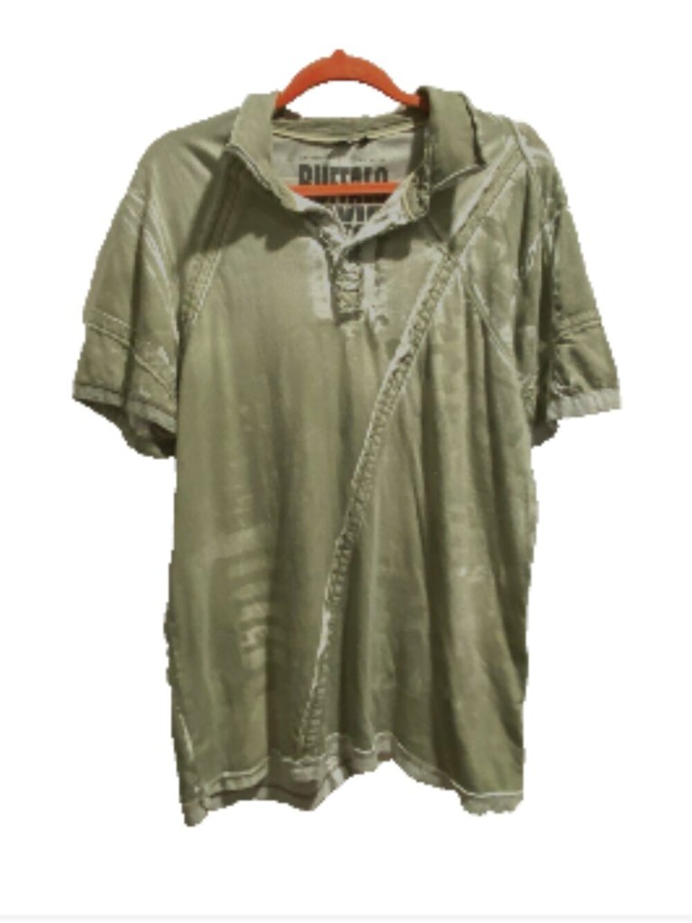 Buffalo David Bitton Distressed Faded Cotton Y2K Preppy Knit Logo Polo Shirt L